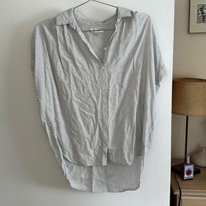 White/dark blue striped Madewell blouse